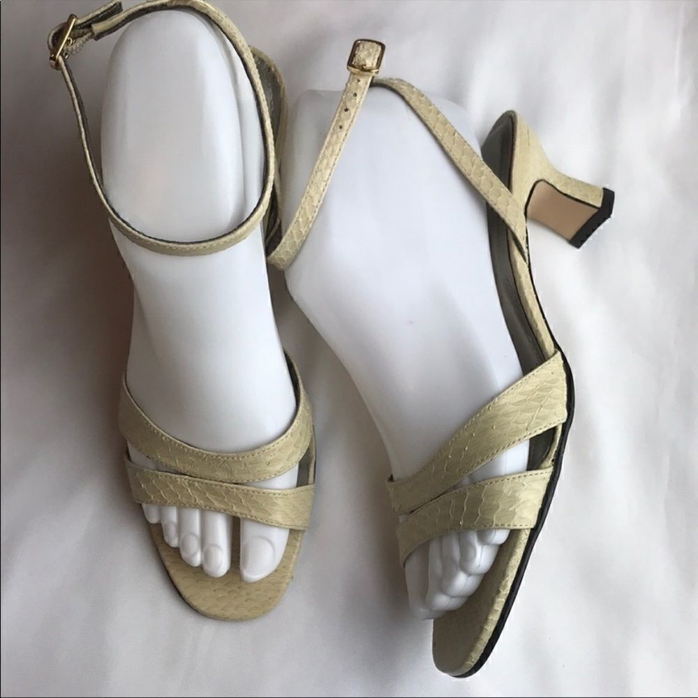 ROS HOMMERSON bone color snake skin sandal…